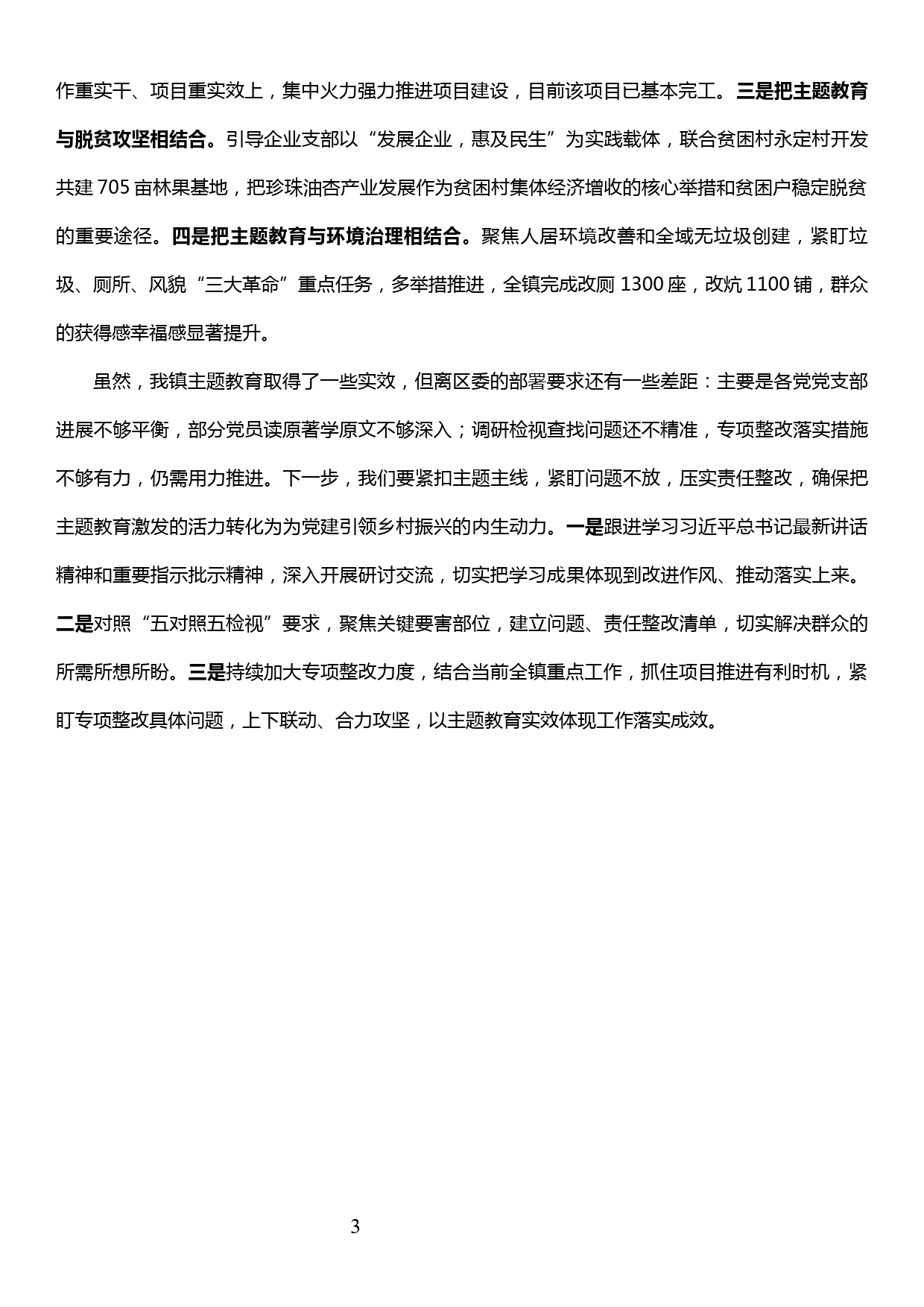 乡镇主题教育推进会交流发言材料—突出主线特色多点多向发力推动主题教育抓实见效_第3页