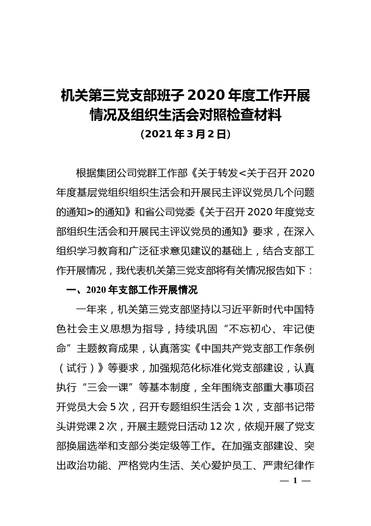 5.党支部工作开展情况及班子对照检查材料_3074_第1页