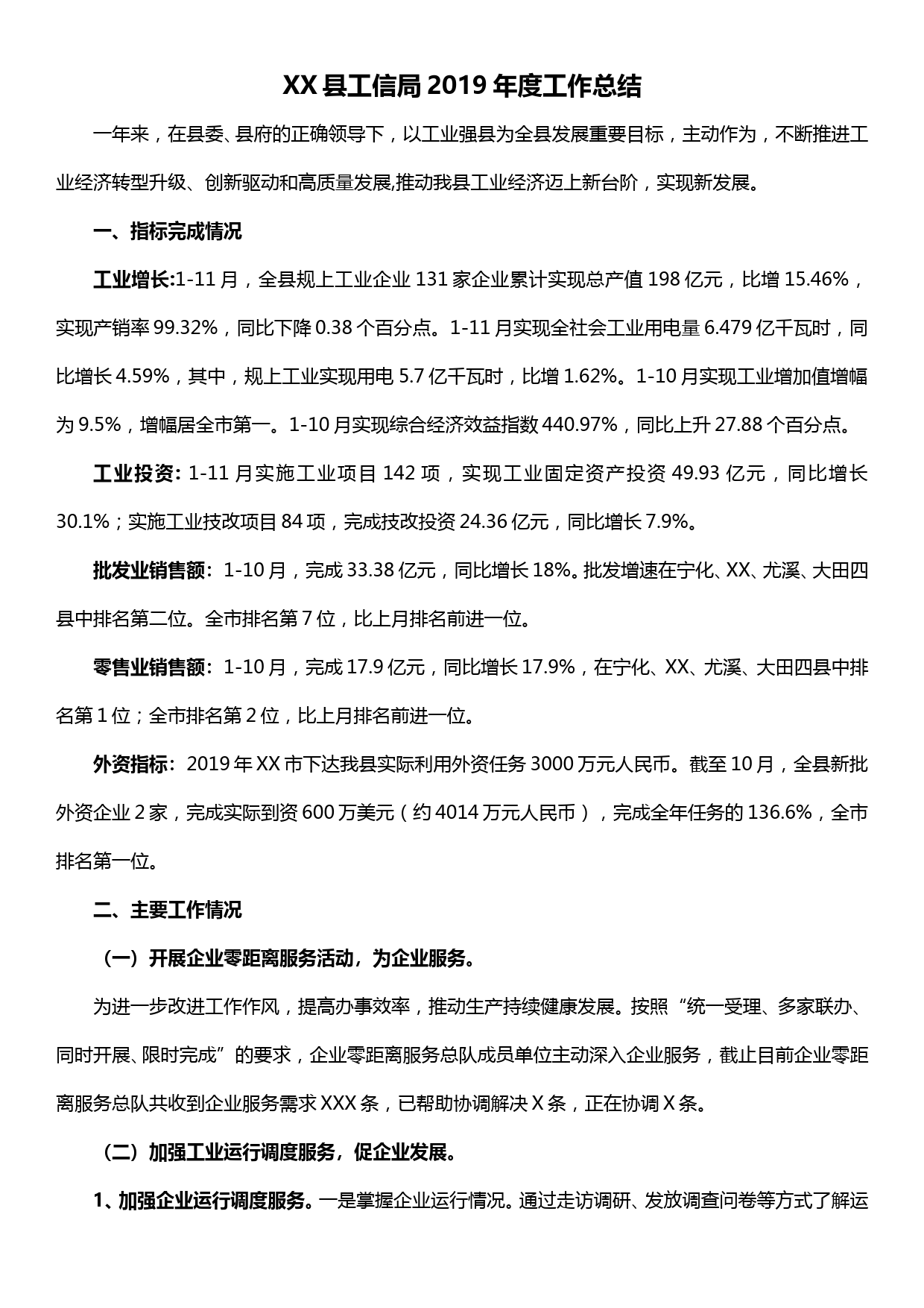 【19122607】XX县工信局2019年度工作总结_第1页