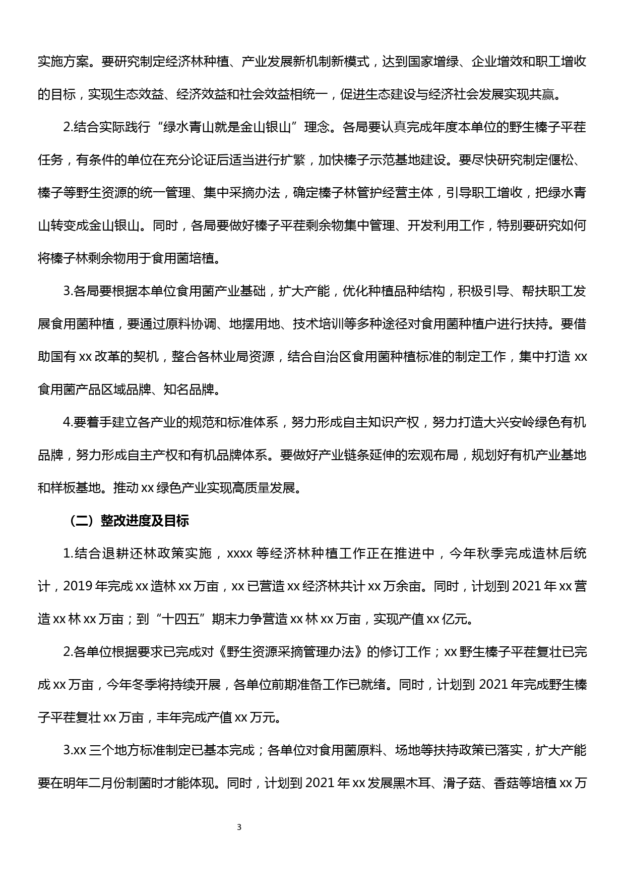 关于xx“转型发展的决心不够 xx优质生态产品优势特色产业供给不足问题”专项整治完成情况报告_第3页