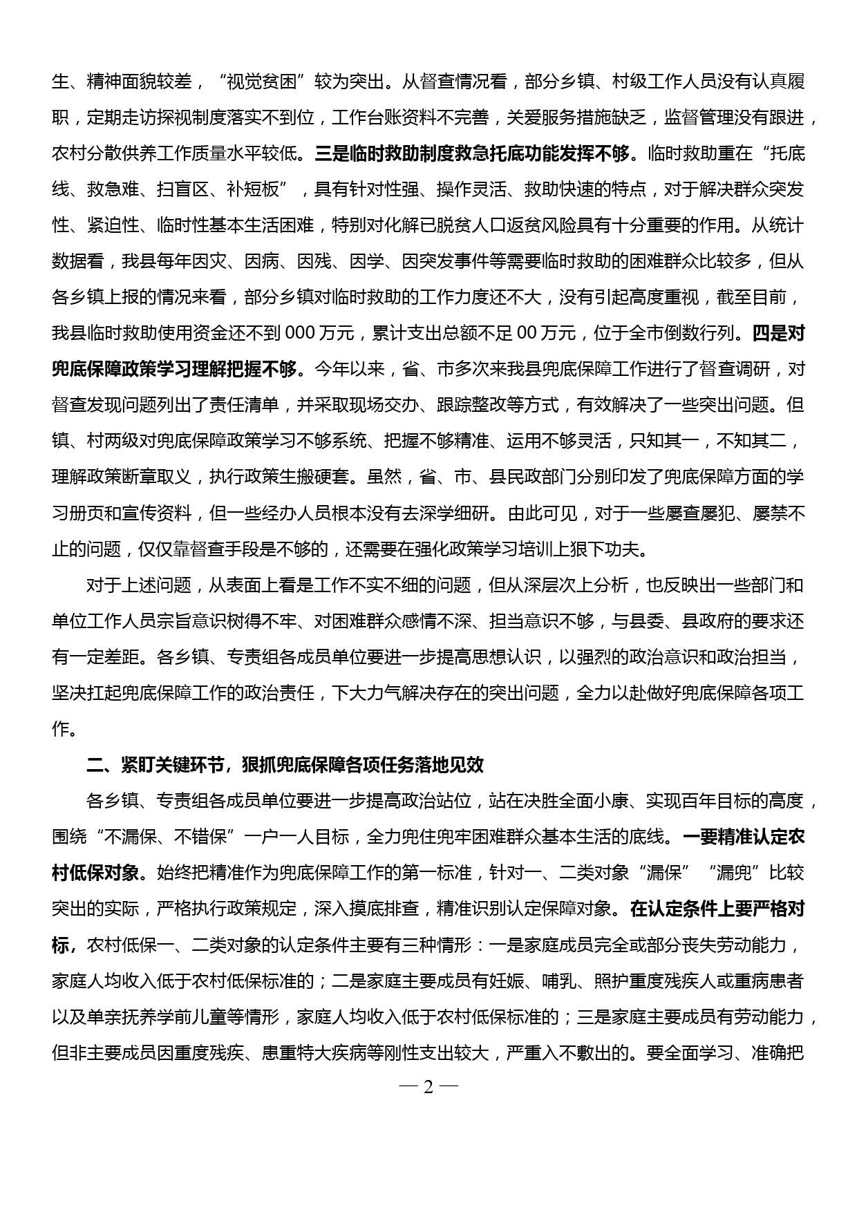 在全县兜底保障工作推进会上的讲话_第2页