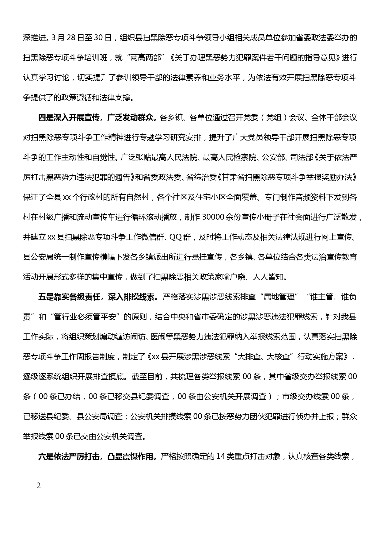 扫黑除恶专项斗争工作汇报材料_第2页