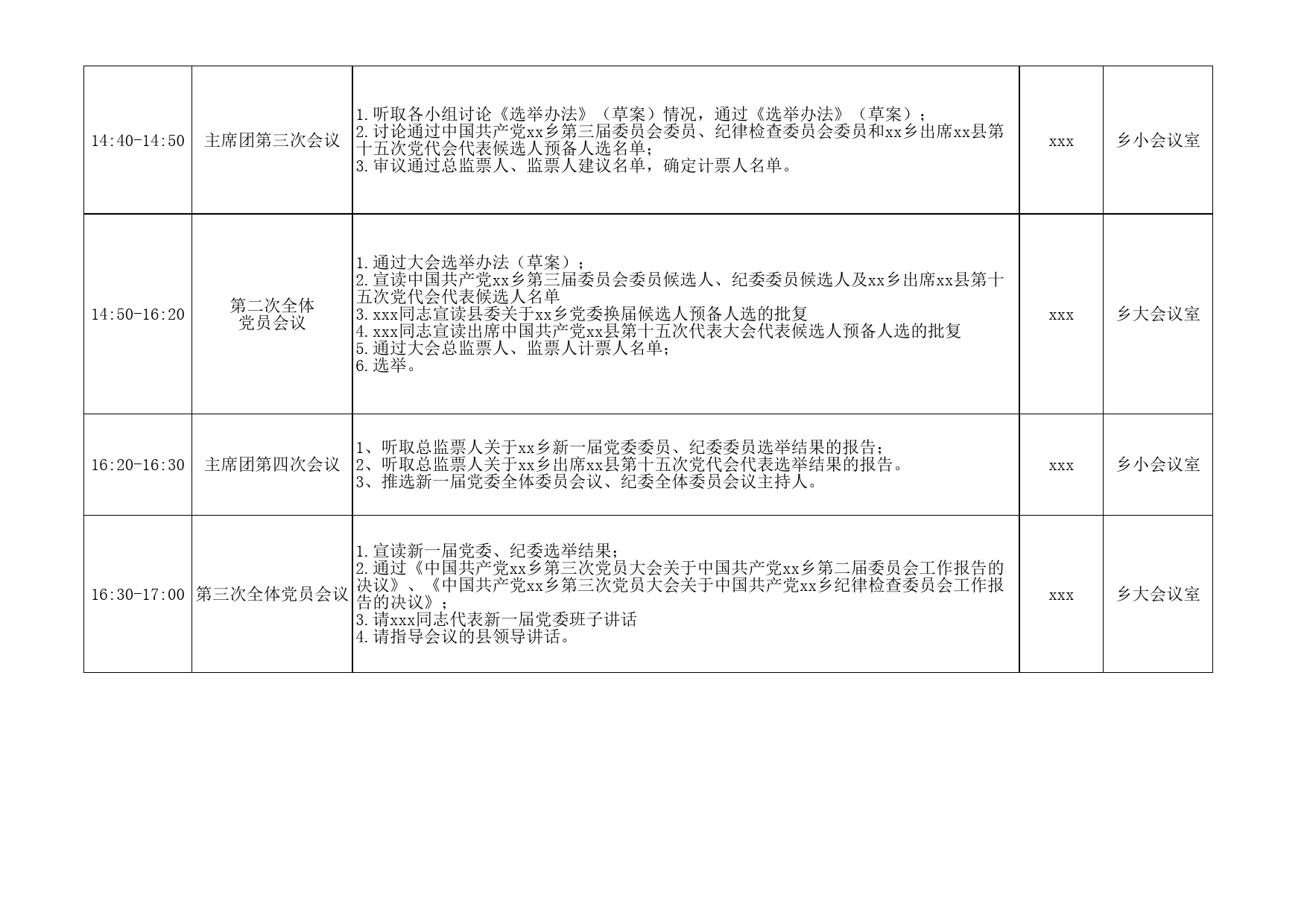 xx乡党员大会会议议程安排表_第2页