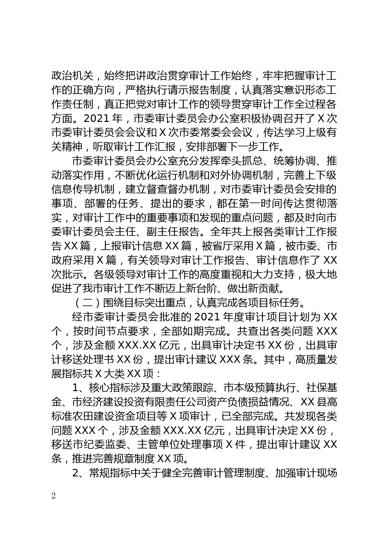 XX市审计局领导班子2021年度工作总结_第2页