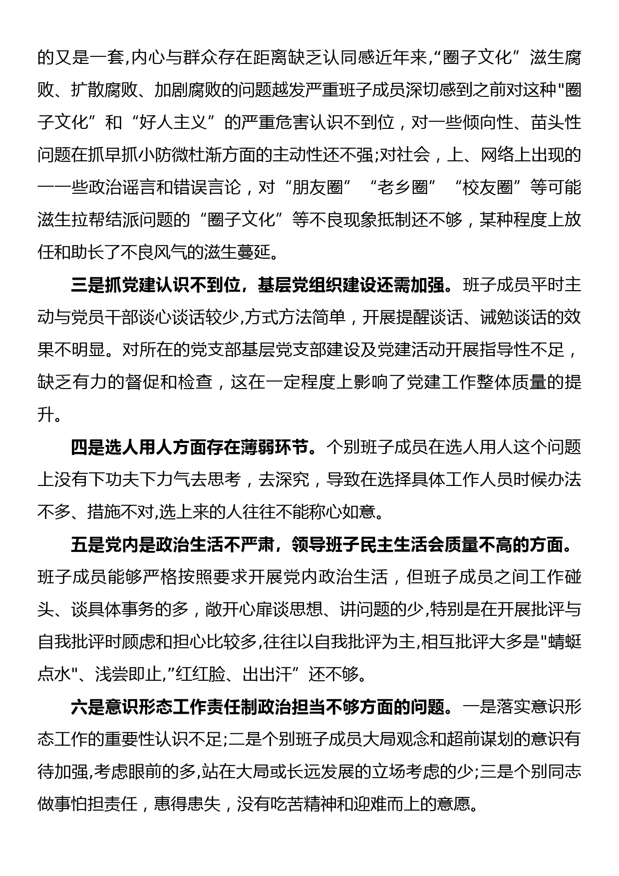 国企巡视整改专题民主生活会班子对照检查材料_第2页