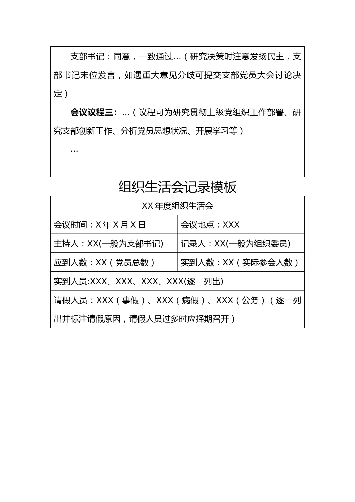 支部“三会一课”、组织生活会、主题党日活动相关模板_第3页