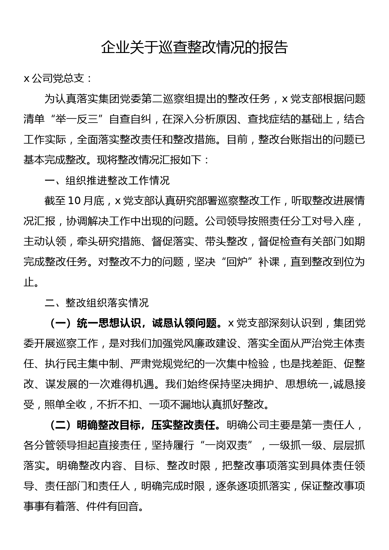 企业关于巡查整改情况的报告_第1页