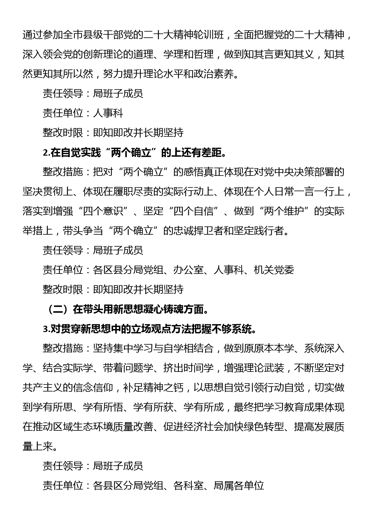 2022年度领导班子民主生活会查摆问题整改方案_第2页