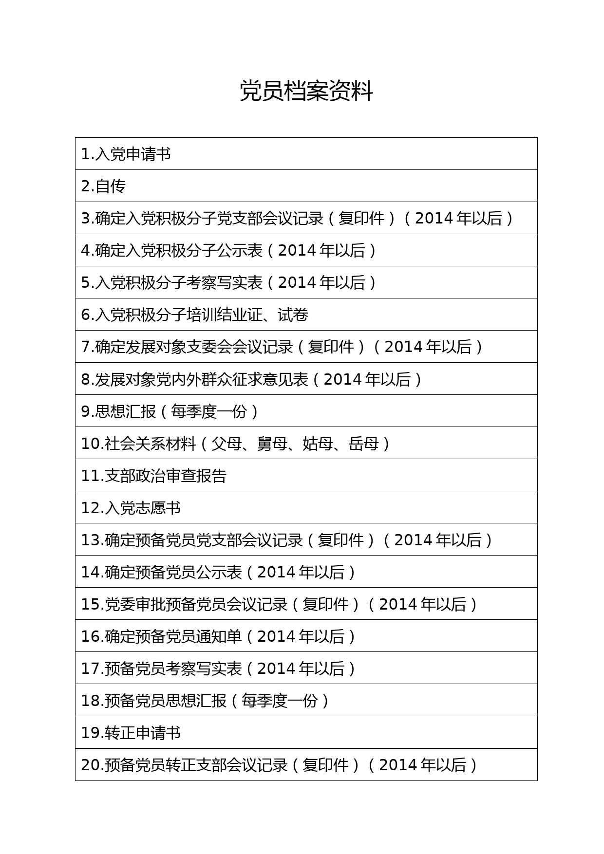 党员档案资料目录_第1页