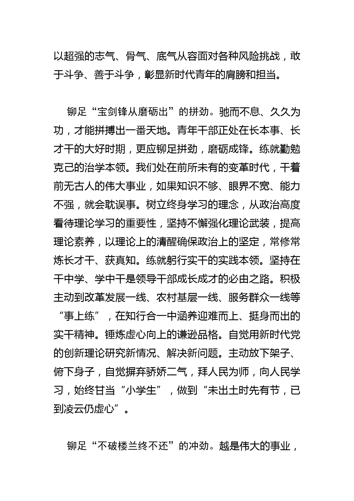 【常委组织部长中心组研讨发言】青年干部要铆足“四股劲”_第3页