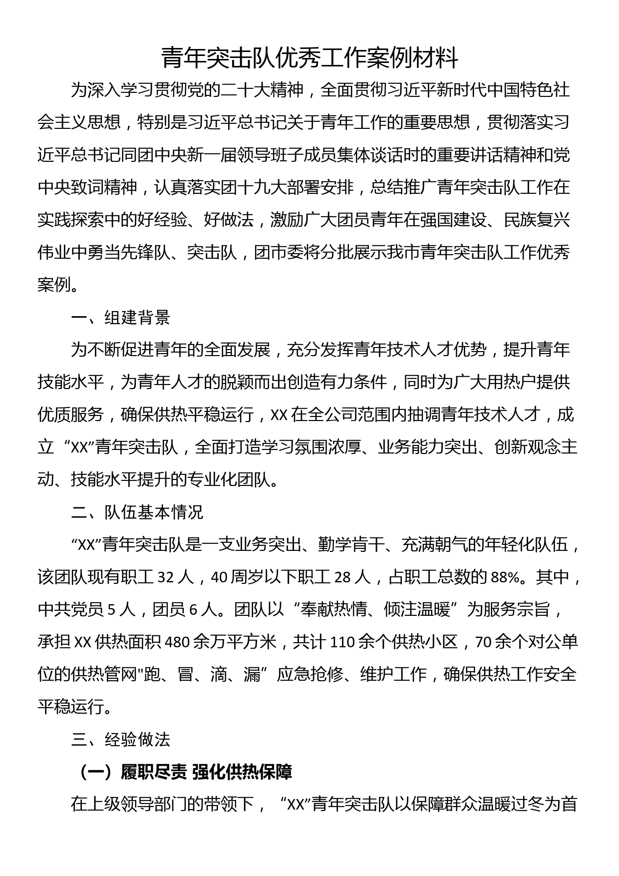 青年突击队优秀工作案例材料_第1页