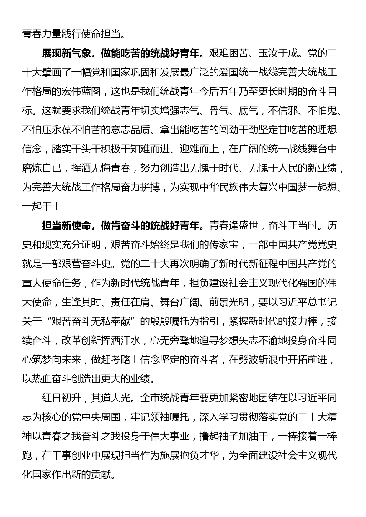 在统战部青年干部座谈会上的发言_第2页