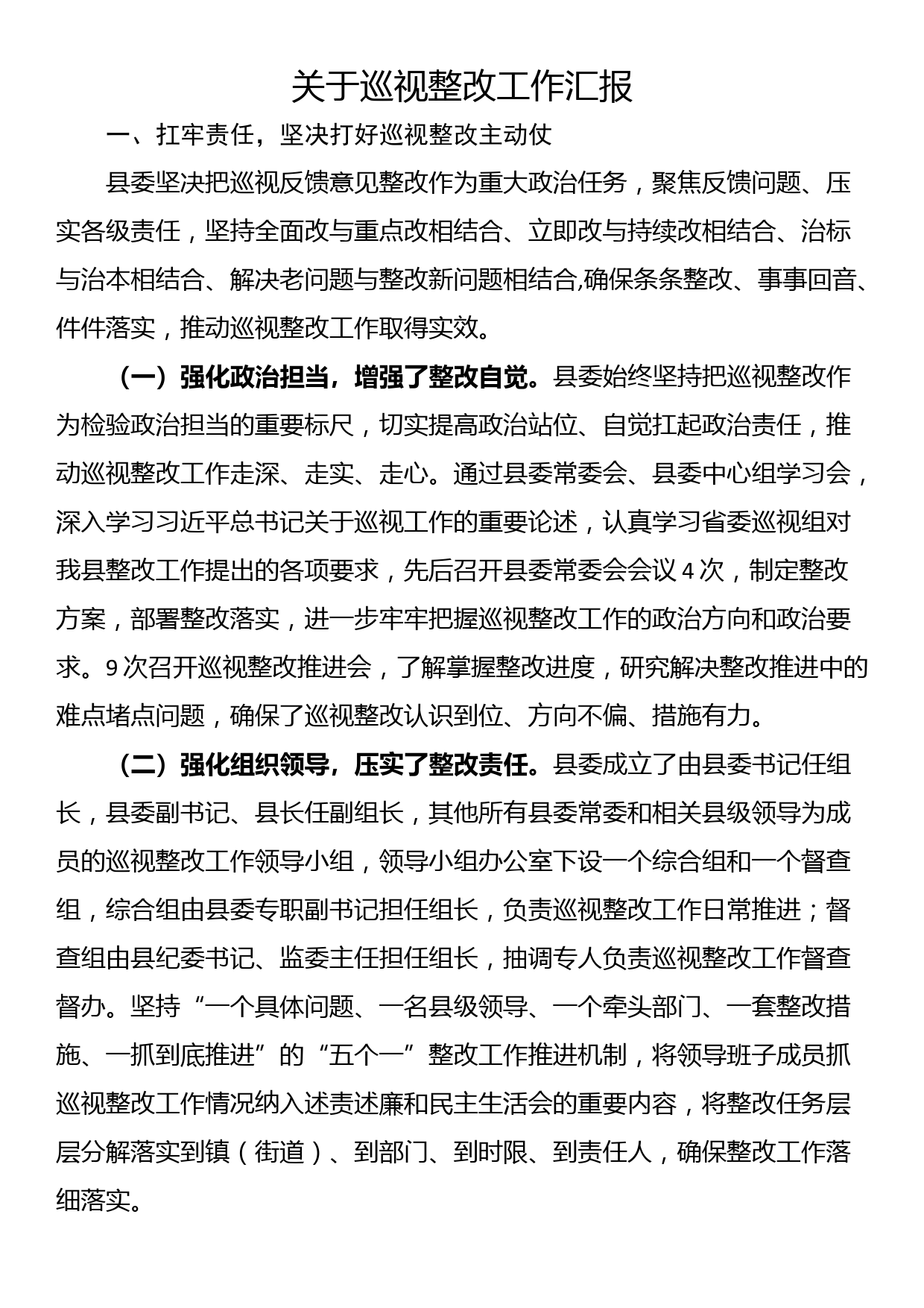 关于巡视整改工作汇报_第1页