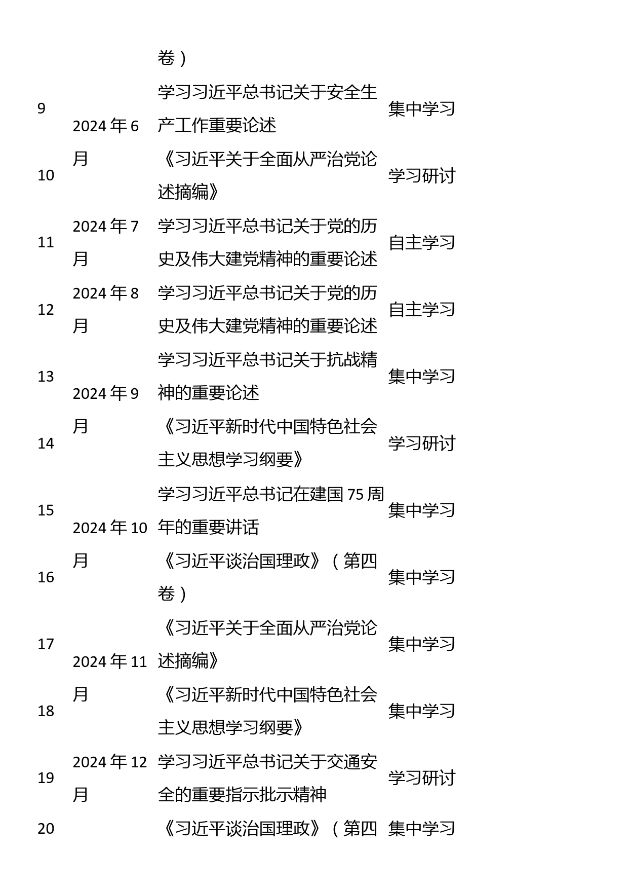 党支部2024年理论学习计划（含计划表）_第3页