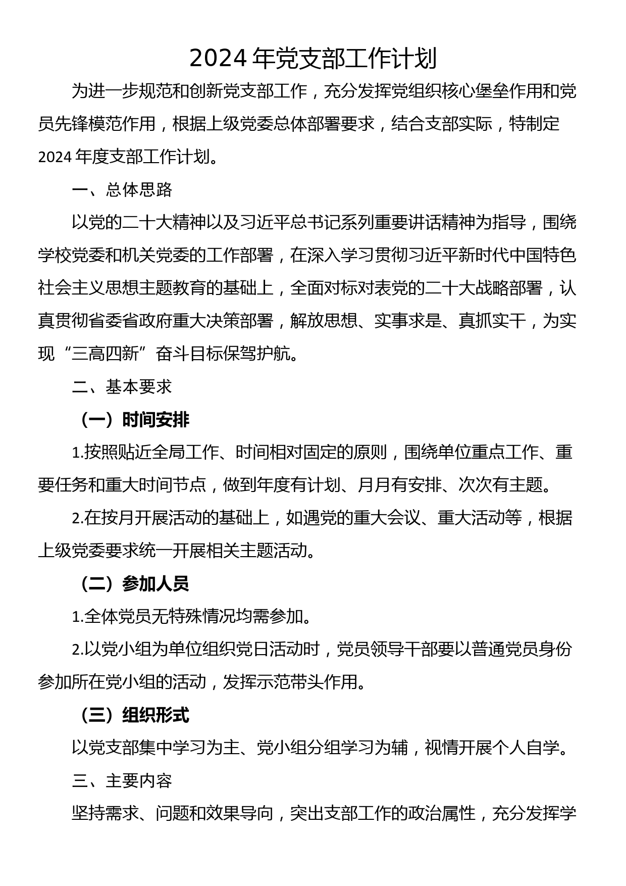 2024年党支部工作计划_第1页