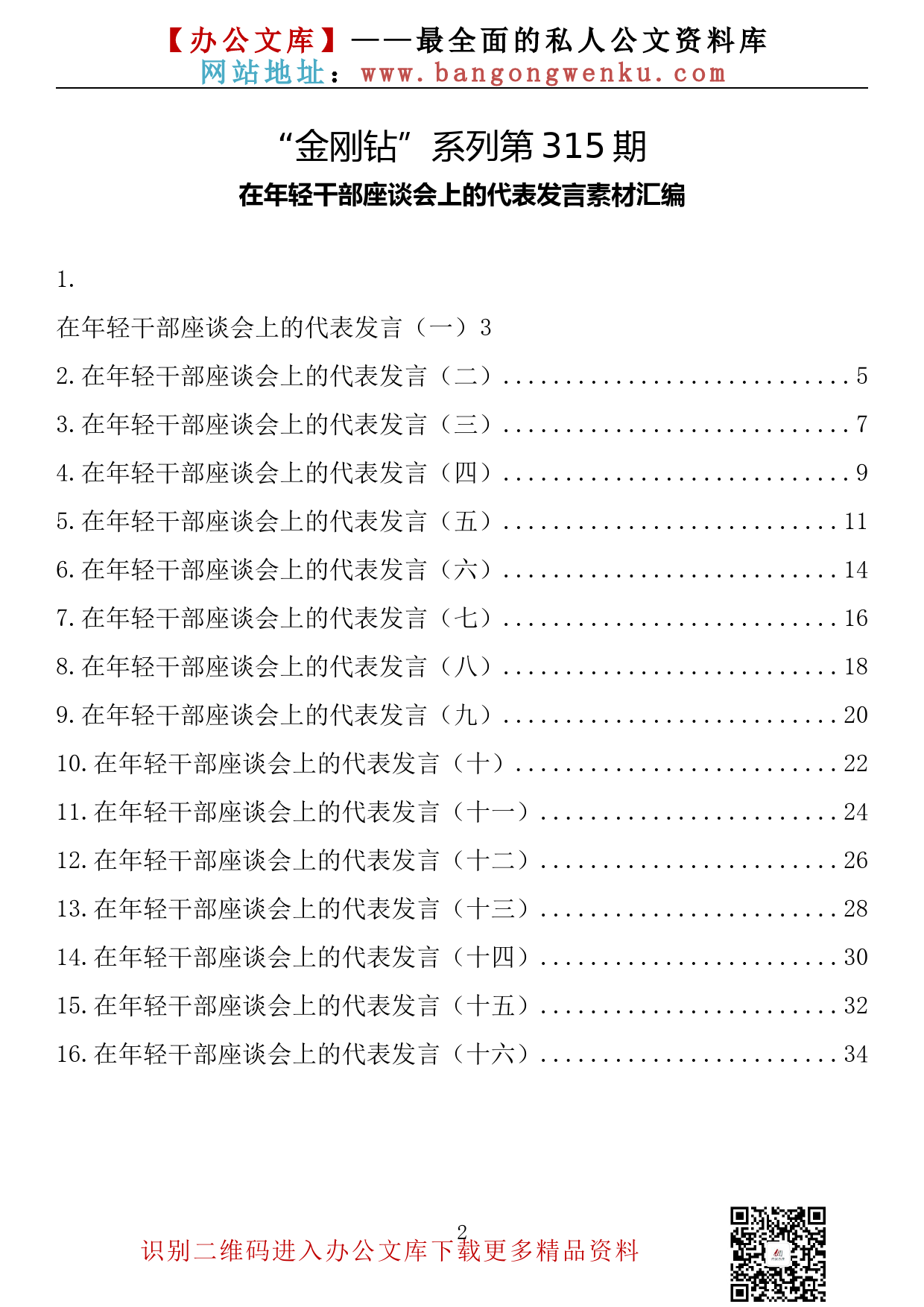 【金刚钻系列】315期—在年轻干部座谈会上的代表发言素材汇编（16篇1.6万字）_第2页