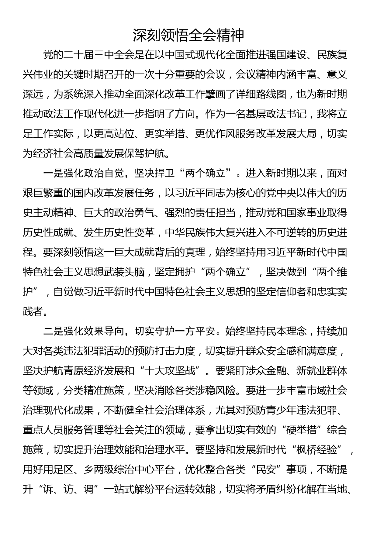 政法委书记学习贯彻党的二十届三中全会精神心得（3篇）_第3页