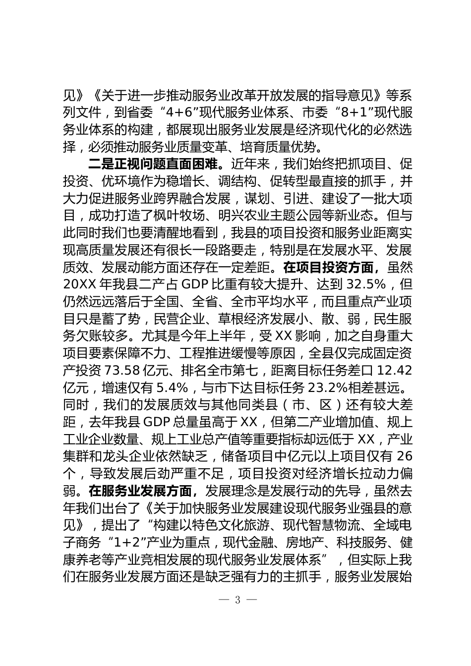 项目投资暨服务业发展大会上的讲话_第3页