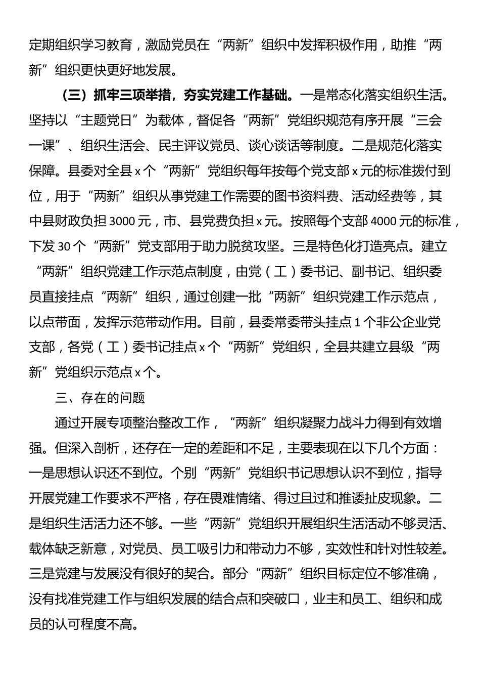 县两新组织领域基层党建薄弱领域专项整治整改报告_第3页