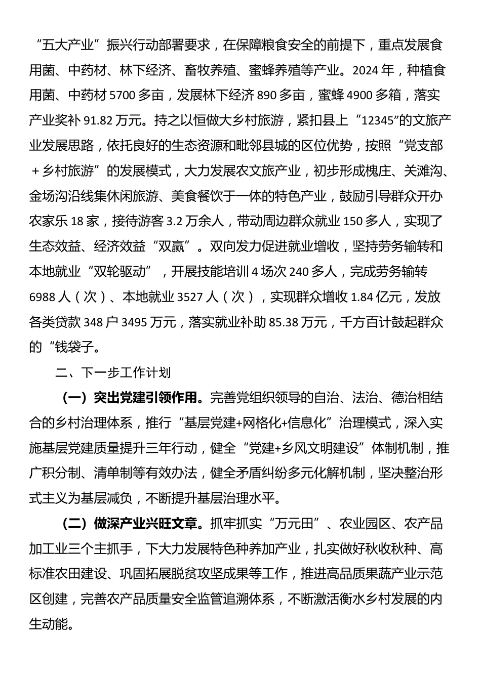 乡镇2024年度抓党建促乡村振兴工作总结_第3页