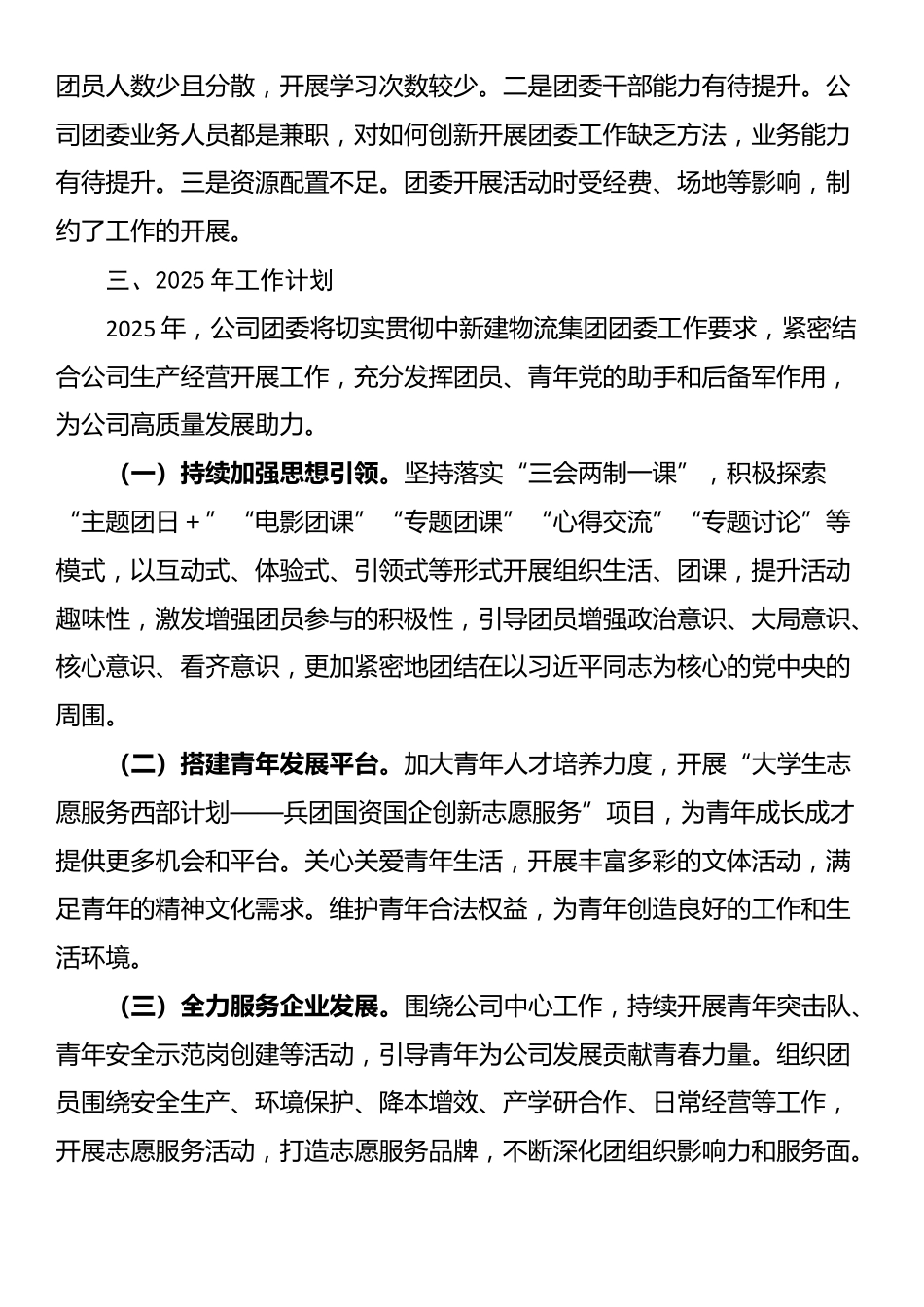 公司团委2024年度工作总结及2025年工作计划_第3页