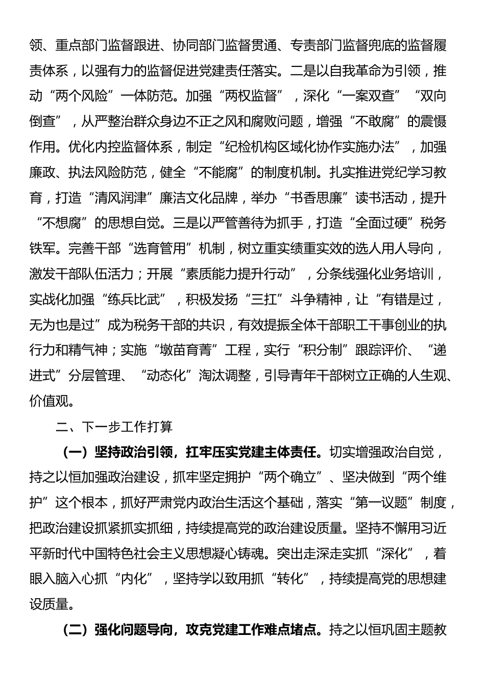 县税务局党组书记2024年抓基层党建述职报告_第3页