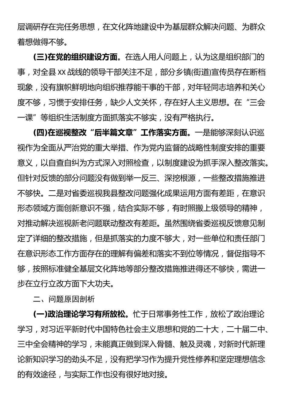 在县委宣传统战干部省委巡视整改专题民主生活会发言材料_第2页