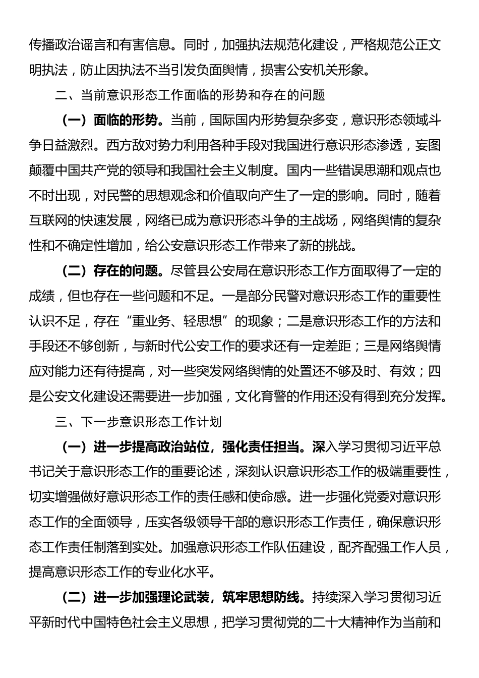 县公安局意识形态工作总结及下一步工作计划_第3页