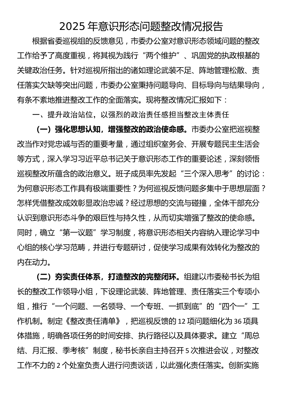 2025年意识形态问题整改情况报告_第1页