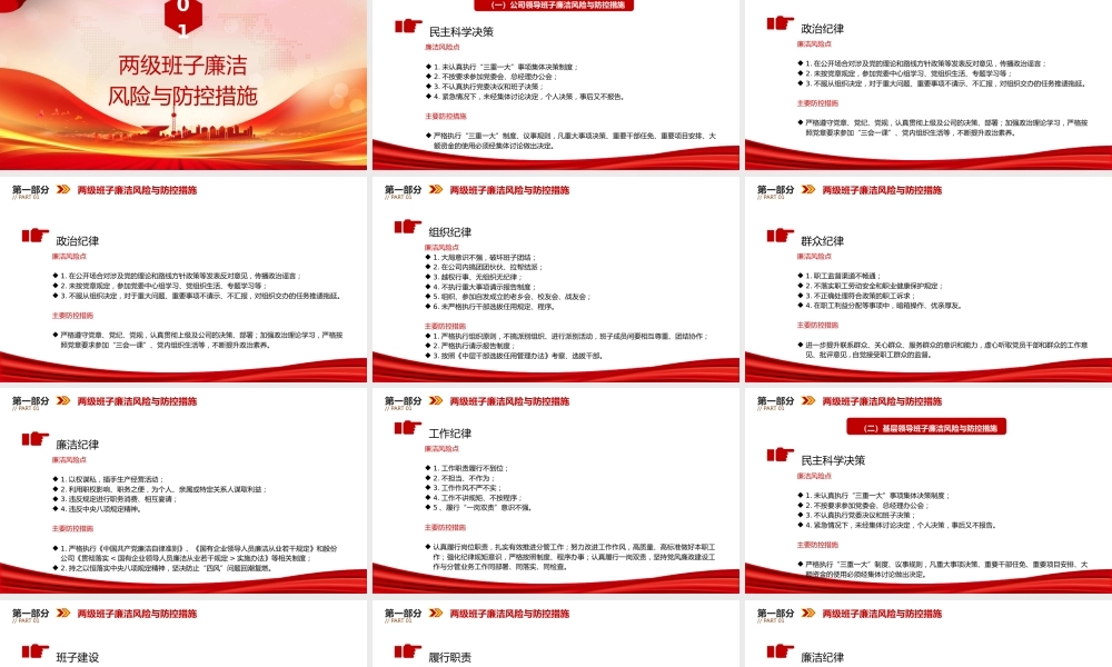 国企廉政党课PPT：聚焦关键环节，强化重点岗位廉政风险防控，为企业高质量发展提供坚强纪律作风保障.pptx