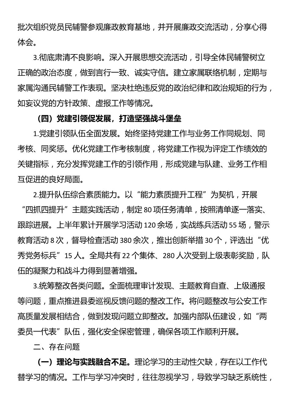 2025年上半年班子成员履行全面从严管党治警主体责任情况报告_第3页