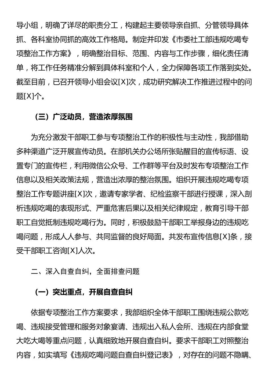 关于违规吃喝专项整治工作进展情况汇报_第2页