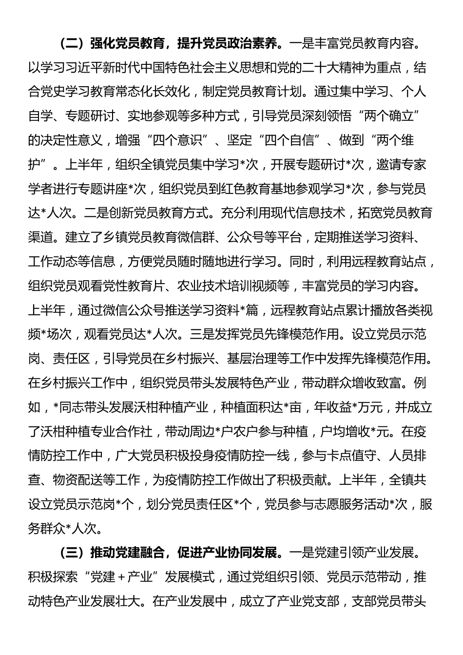 乡镇2025年上半年党建工作情况总结_第2页