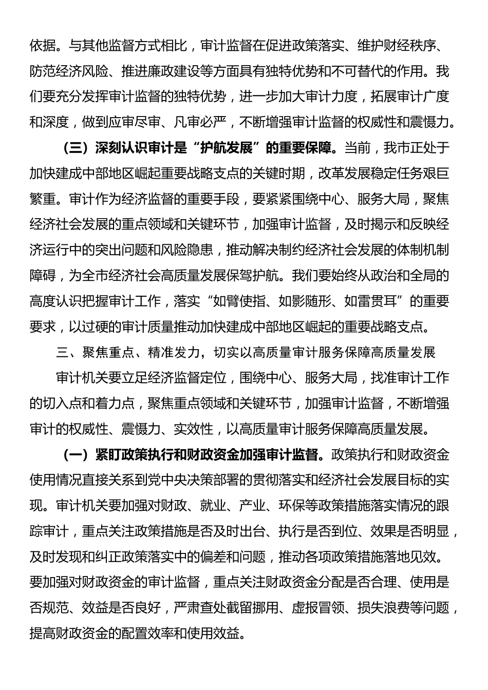 书记在2025年十二届市委审计委员会第七次会议上的讲话_第3页