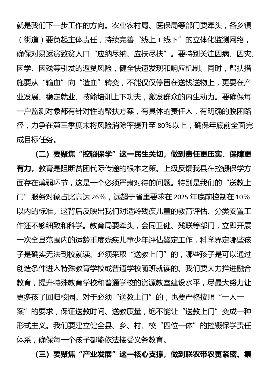 在2025年全县乡村振兴有效衔接上级反馈问题整改工作推进会上的总结讲话_第3页