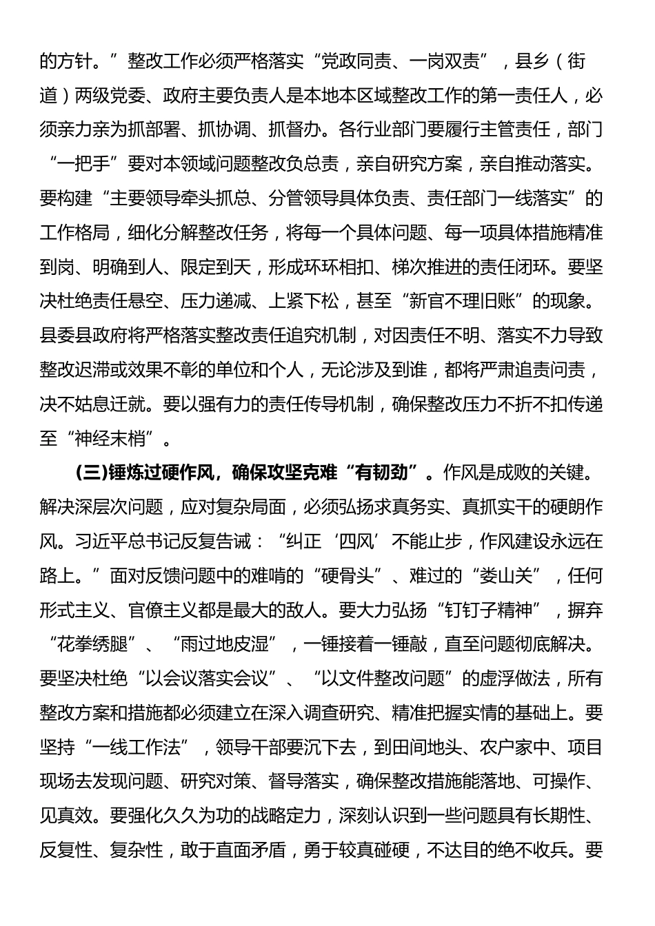 在2025年全县巩固拓展脱贫攻坚成果同乡村振兴有效衔接问题整改攻坚会上的讲话_第3页