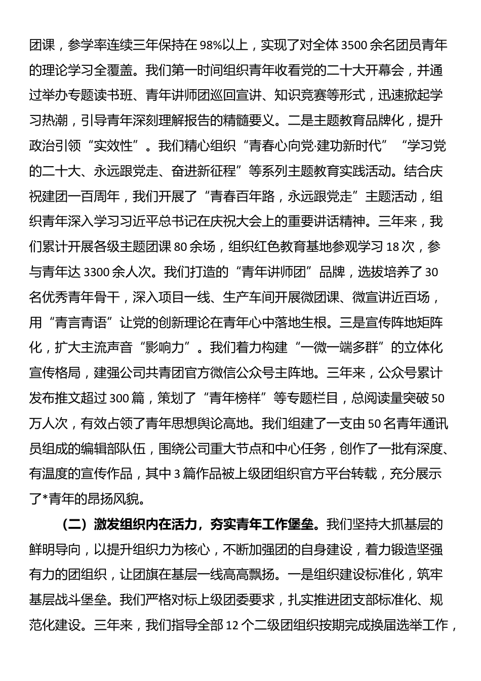 在2025年公司共青团换届大会上的工作报告_第2页