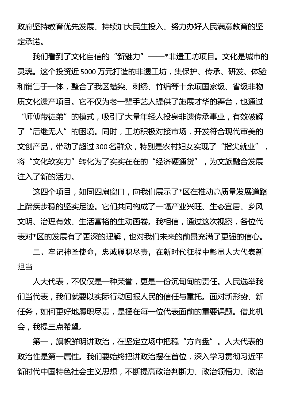 在2025年区人大组织四级人大代表视察重点项目座谈会上的总结讲话_第3页