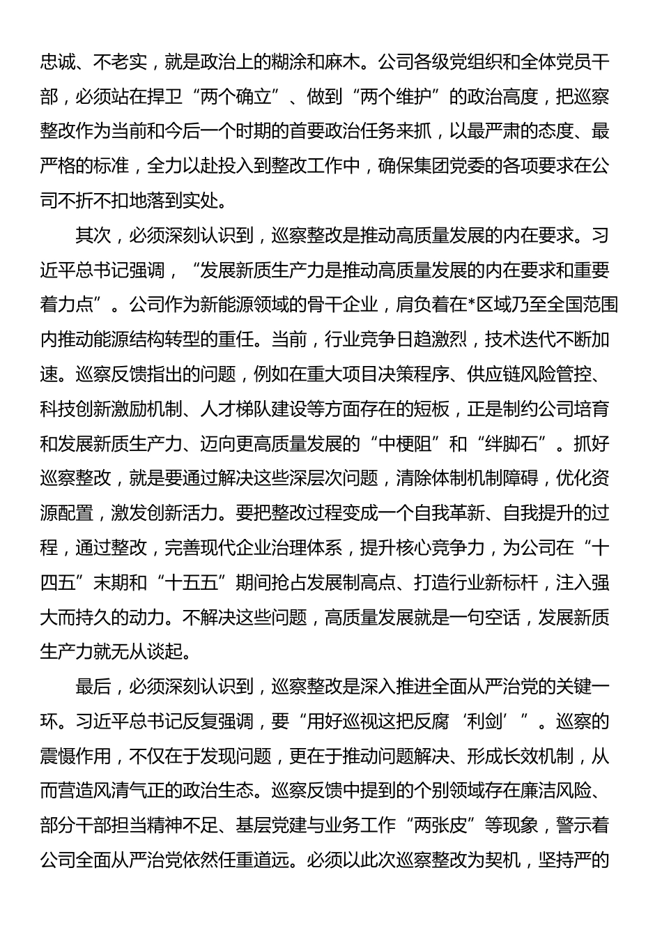 在2025年公司巡察整改工作专题部署会议上的讲话_第2页