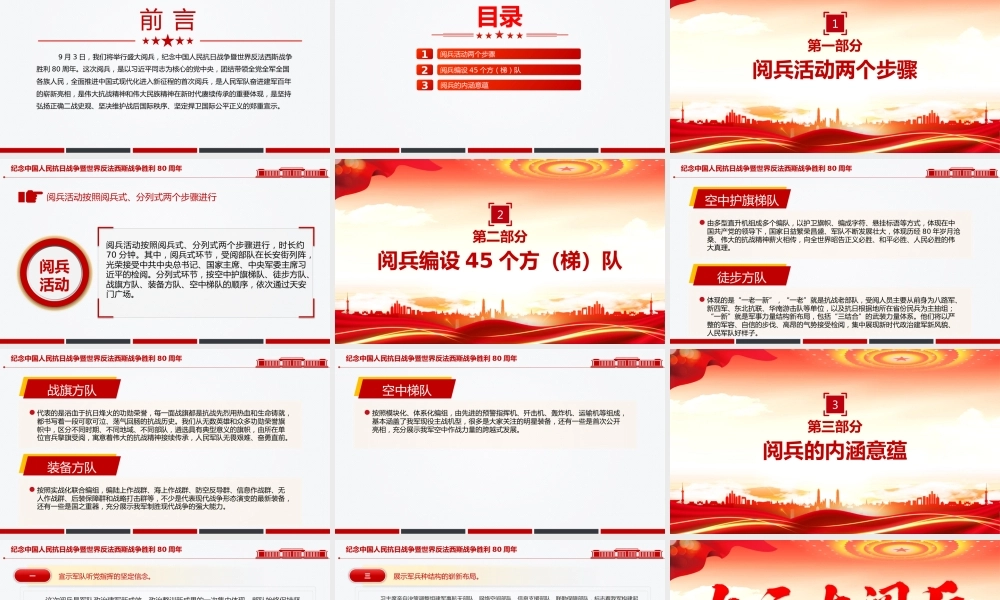 九三大阅兵PPT纪念中国人民抗日战争暨世界反法西斯战争胜利80周年课件.pptx