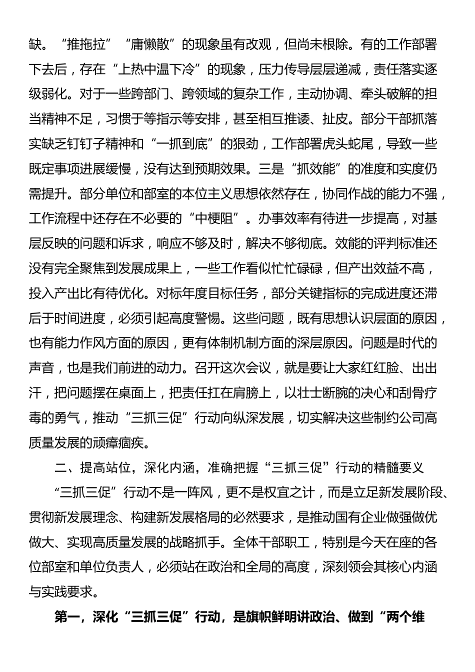 在2025年公司“三抓三促”行动专项工作机制办公室主任会议上的讲话_第3页