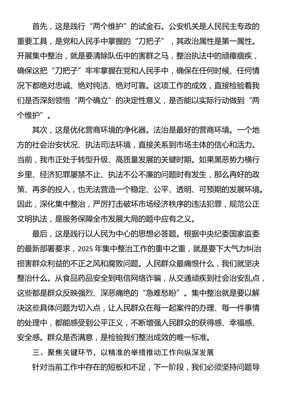 在全市集中整治工作领导小组办公室会议上的讲话_第3页