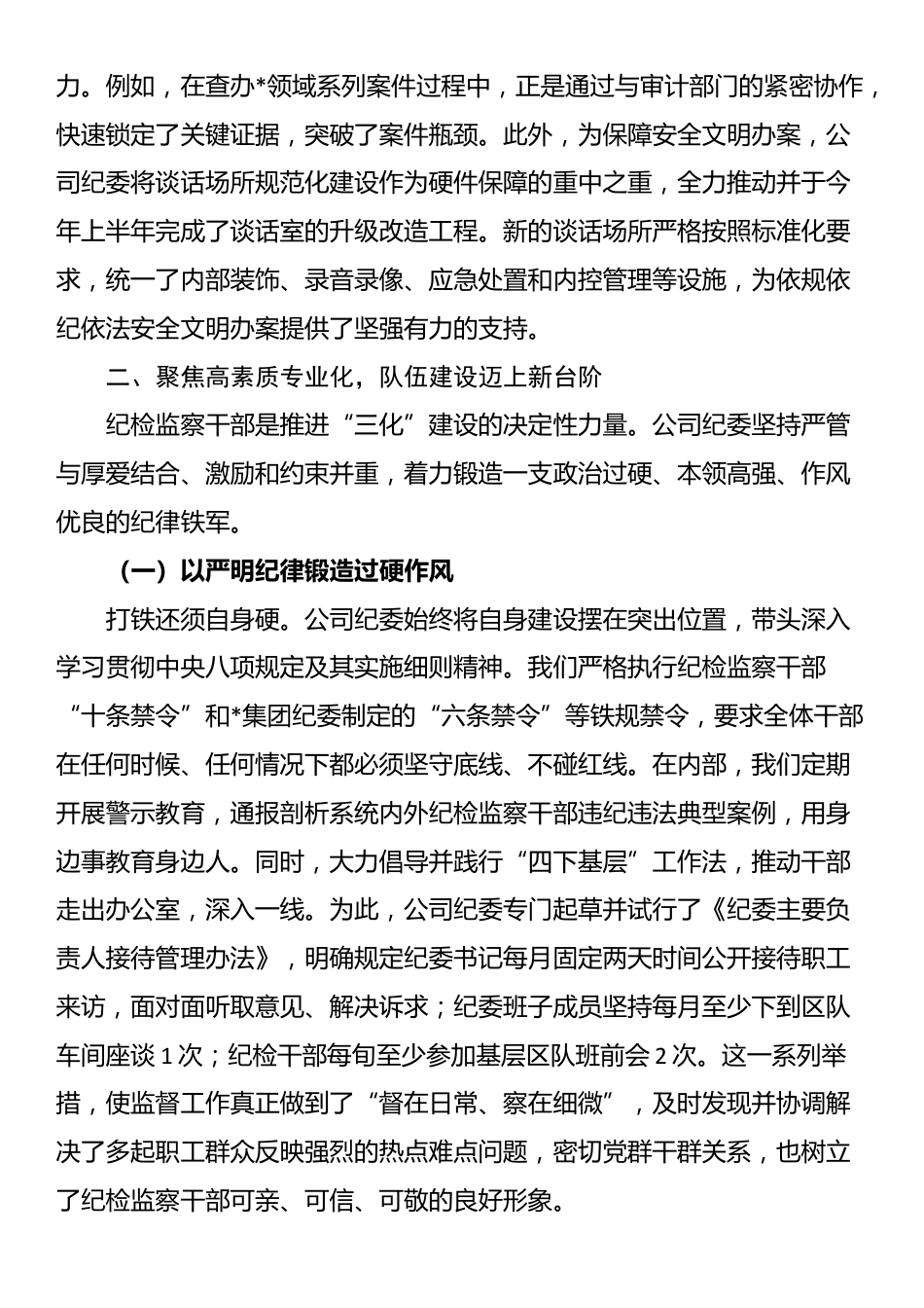 公司纪委2025年度纪检监察工作规范化法治化正规化建设年行动总结报告_第3页