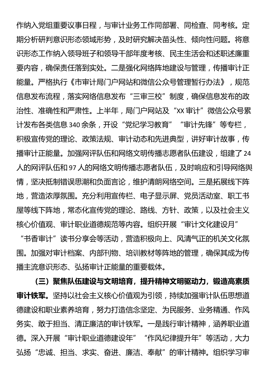 市审计局2025年前三季度意识形态工作总结_第3页