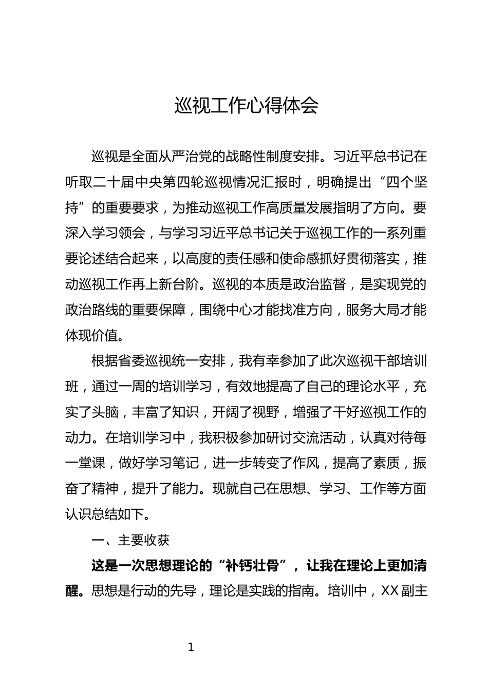 巡视工作心得体会_第1页