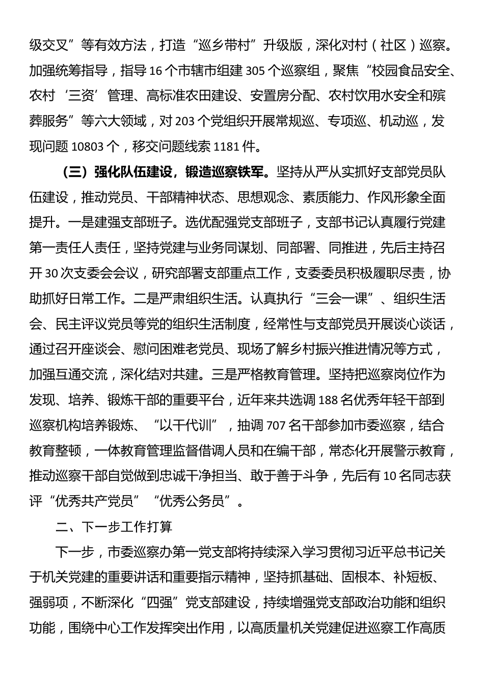 市委巡察办第一党支部2025年前三季度党建工作总结_第3页