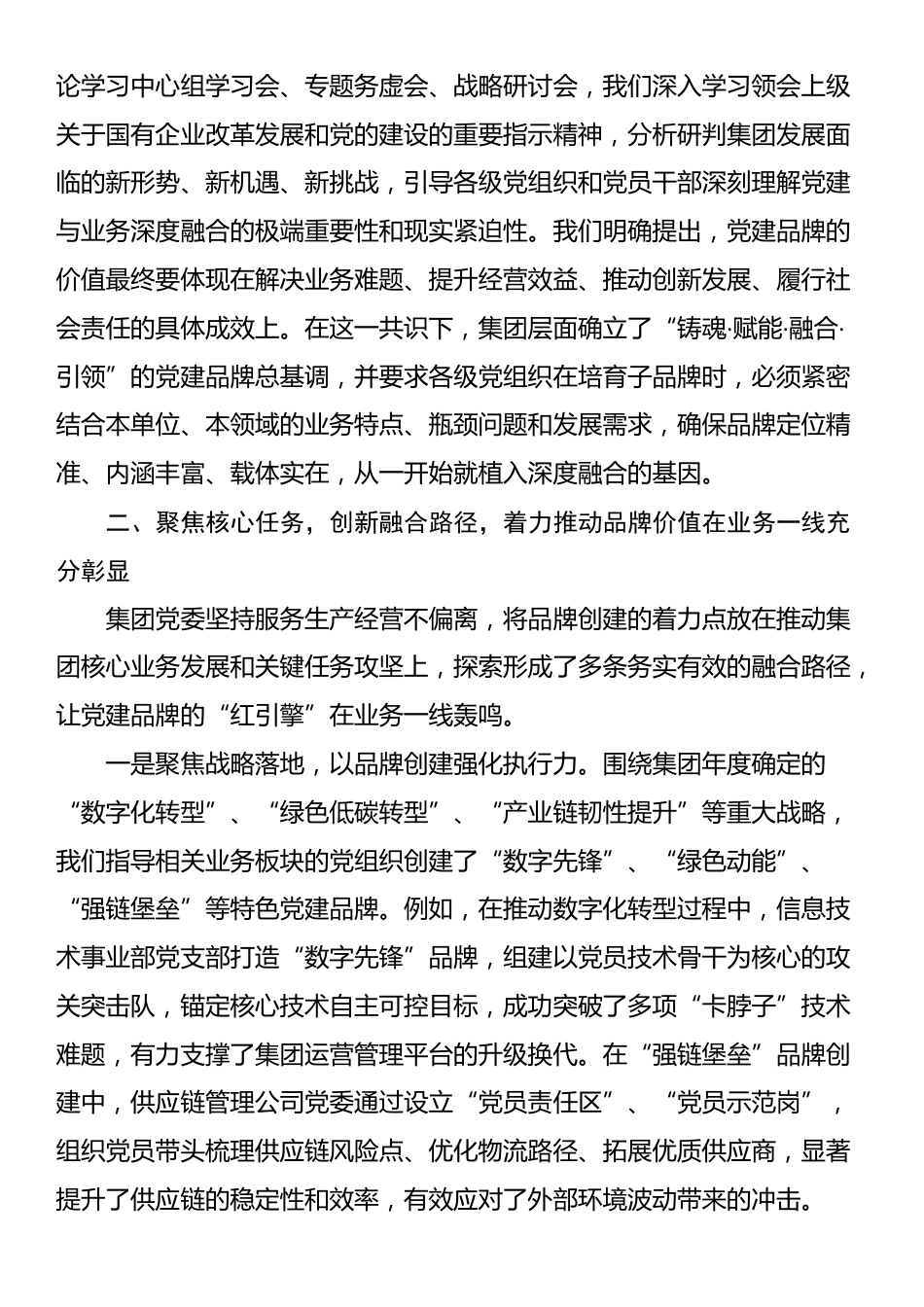 集团党委关于2025年党建品牌创建与业务融合发展的专题汇报_第2页