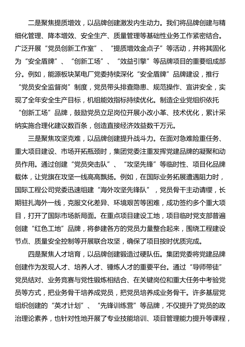 集团党委关于2025年党建品牌创建与业务融合发展的专题汇报_第3页
