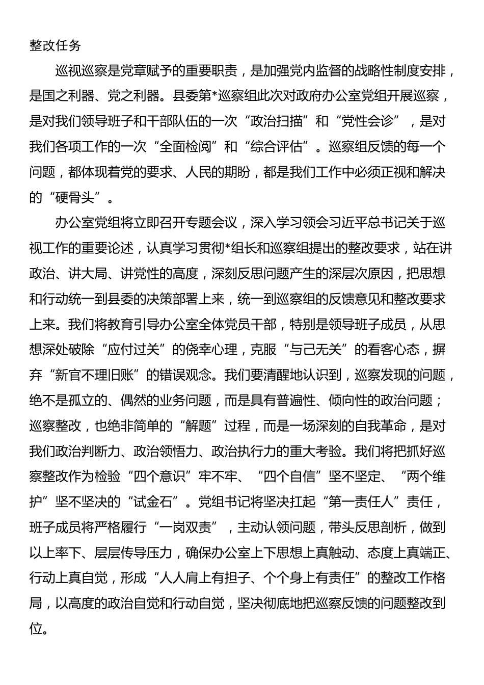 在2025年县委巡察组巡察县政府办公室党组情况反馈会议上的表态发言_第2页