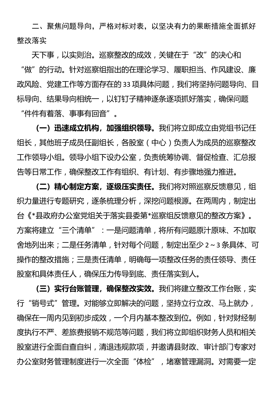 在2025年县委巡察组巡察县政府办公室党组情况反馈会议上的表态发言_第3页
